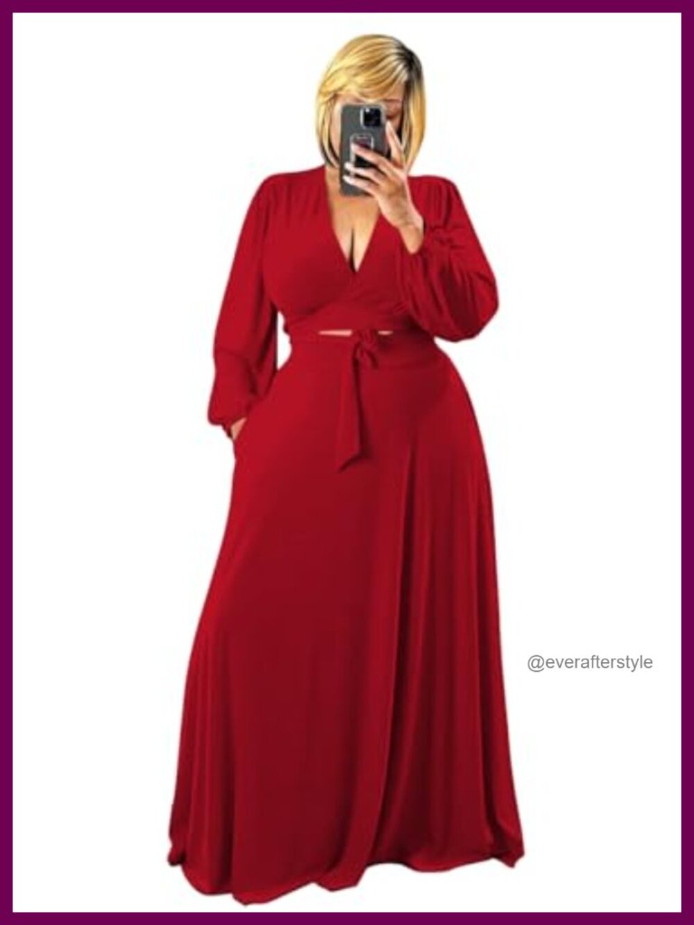 Plus Size 2 Piece Outfit Long Sleeve Wrap Crop Top Maxi Skirt Set